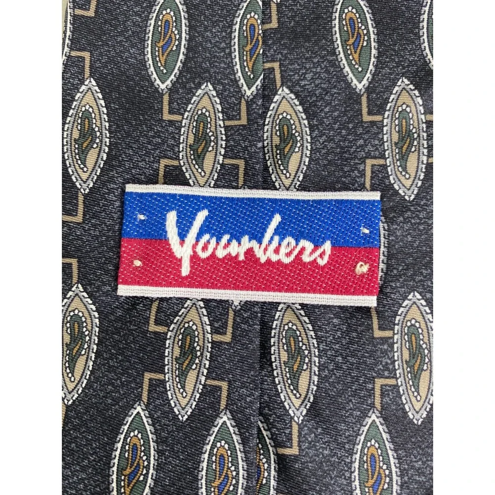Younkers Mens Silk Tie OS Medallion Geometric Paisley Blue Green‎ Made in USA